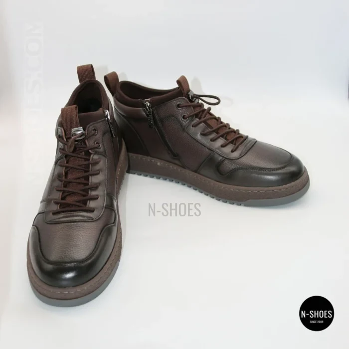 Чоловічі зимові шкіряні кросівки N-SHOES Fabio 216351 FM-1-5916-2 BROWN 6449