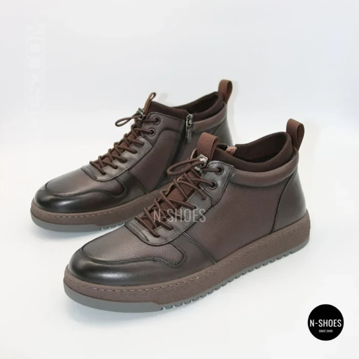 Чоловічі зимові шкіряні кросівки N-SHOES Fabio 216351 FM-1-5916-2 BROWN 6449