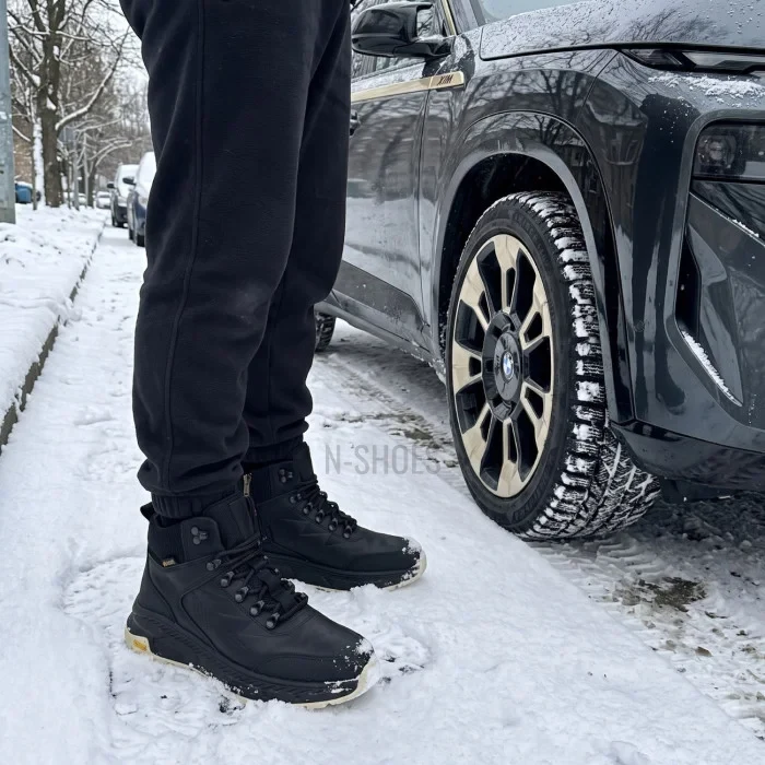 Чоловічі шкіряні зимові черевики NS 2658 black 6481 на хутрі