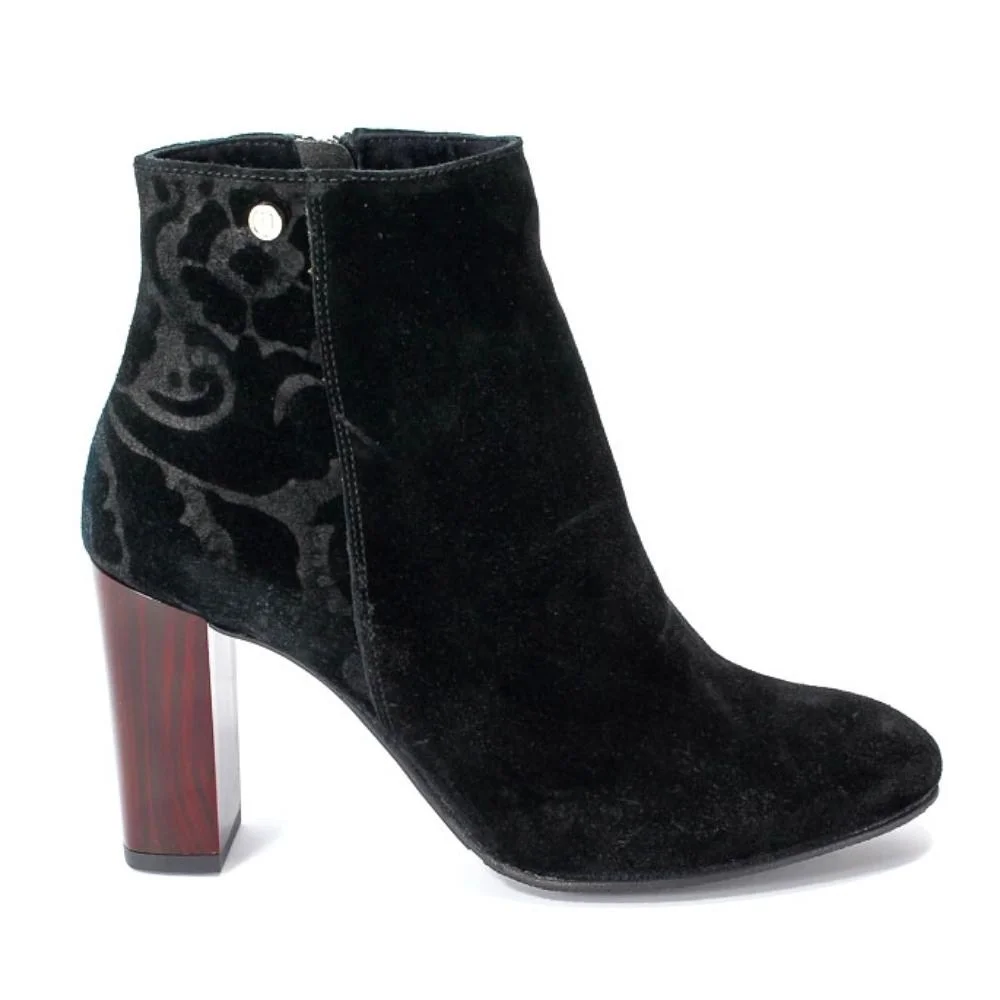 Women’s Mid-Heel Black Boots NESSI 914-0-czarny19-kbiaty