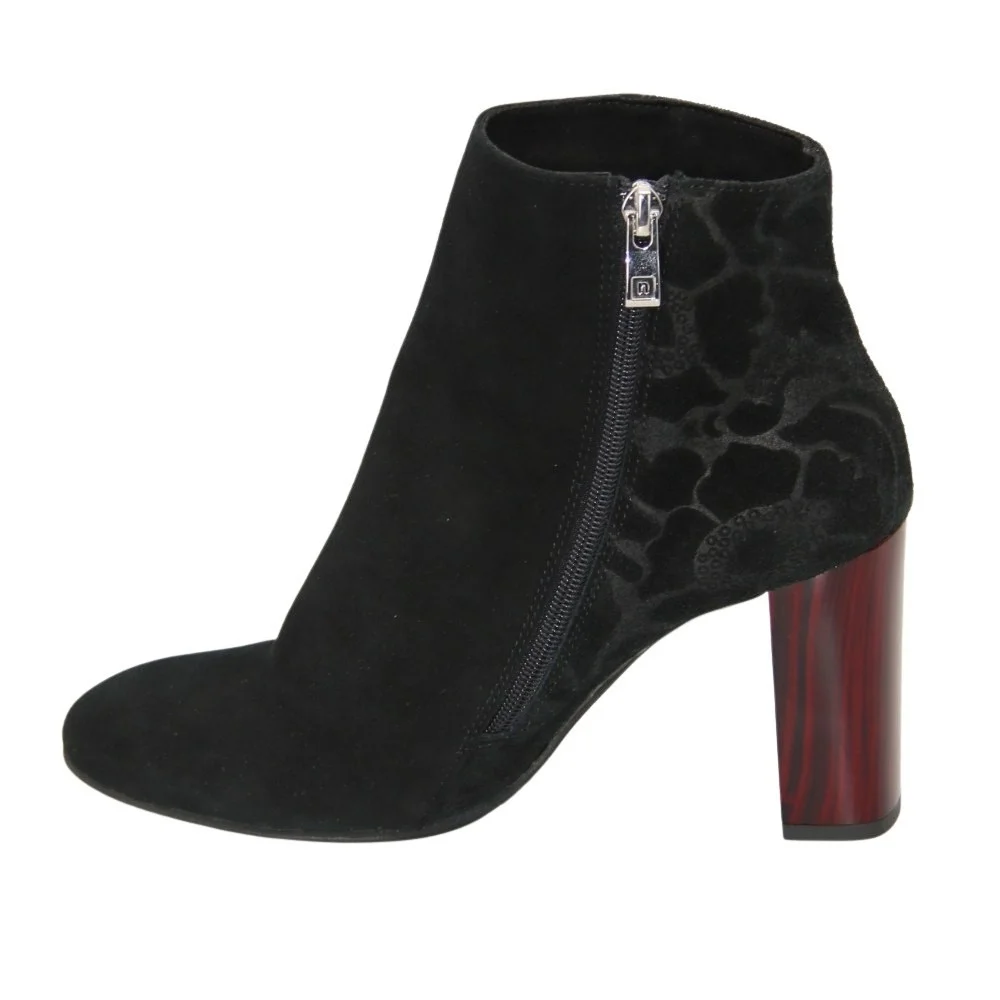 Women’s Mid-Heel Black Boots NESSI 914-0-czarny19-kbiaty