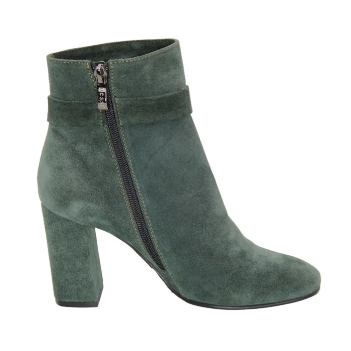 Women’s Green Boots NESSI 17286-zielony-w in Genuine Suede