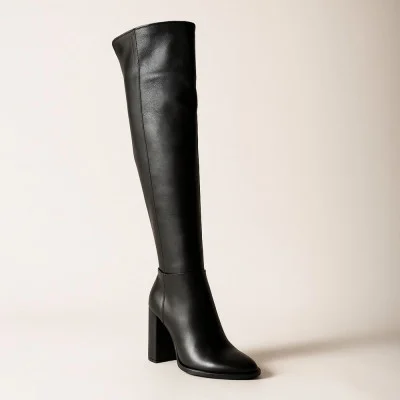 NESSI 17276 3959 women's black demi-seasonal high boots boots NESSI 17276 3959 with discounted price in size 40 made of genuine leather from Polish brand
