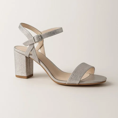 Women's silver sandals with a stable heel Baldaccini Poland 0851p-367-027-1 4008 elegant and feminine made of genuine leather