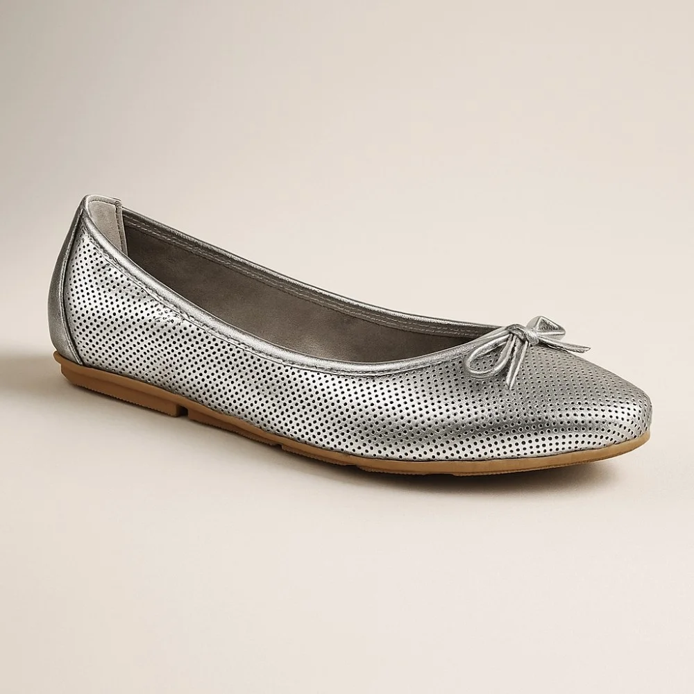 Женские серебристые балетки Simen (Польша) модель 4417