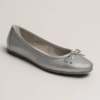 Жіночі сріблясті балетки Simen 1162a-srebro-szare 4417 з натуральної шкіри від польського виробника.