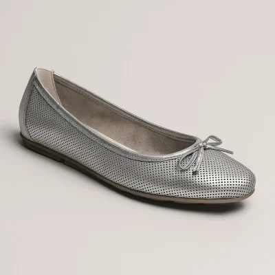 Women's silver ballet flats Simen 1162a-srebro-szare 4417 made of genuine leather from a Polish manufacturer