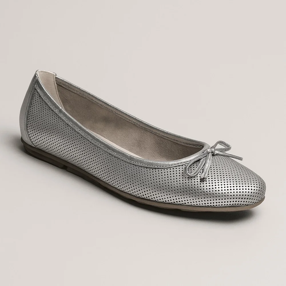 Женские серебристые балетки Simen (Польша) модель 4417