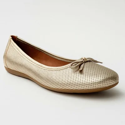 Women's golden ballet flats Simen 1162a-zloto 4418 made of genuine leather from a Polish brand
