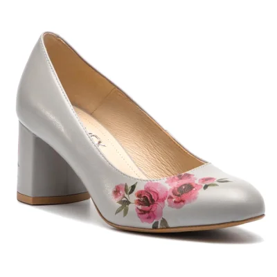 Women's beige mid-heeled pumps Ann Mex Poland 0253-25s-kw 4469