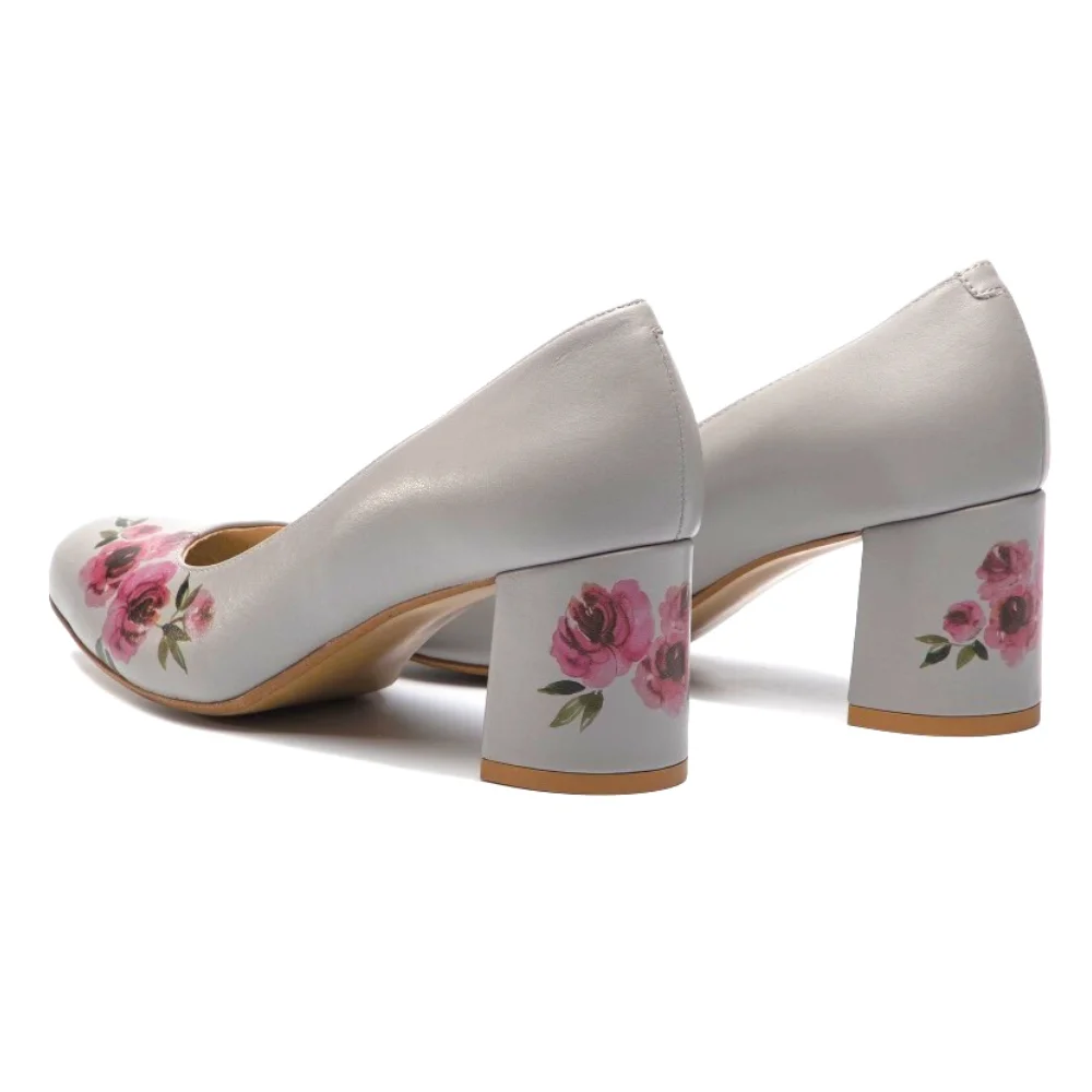 Women's beige mid-heeled shoes Ann Mex (Poland) model 4469