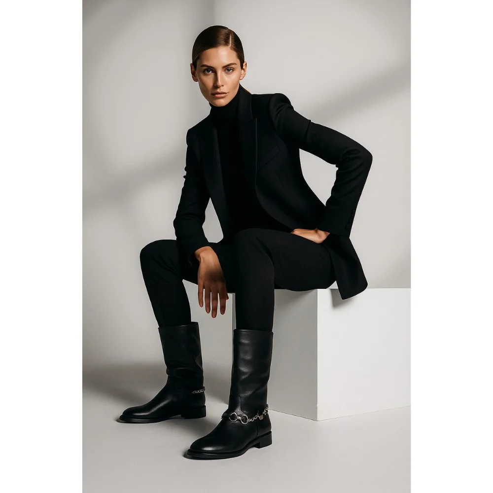 Жіночі чорні чоботи демісезонні Rizzano (Туреччина) модель 4497