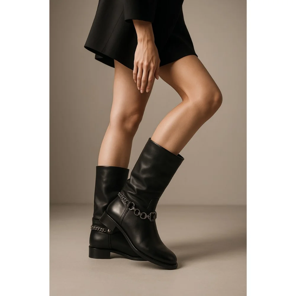 Жіночі чорні чоботи демісезонні Rizzano (Туреччина) модель 4497