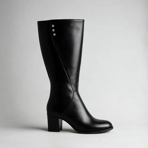 Жіночі чорні демісезонні чоботи Visconi Польща 1724970-790 4589 класичні зі знижкою 36 розмір з натуральної шкіри на широку гомілку від польської фабрики