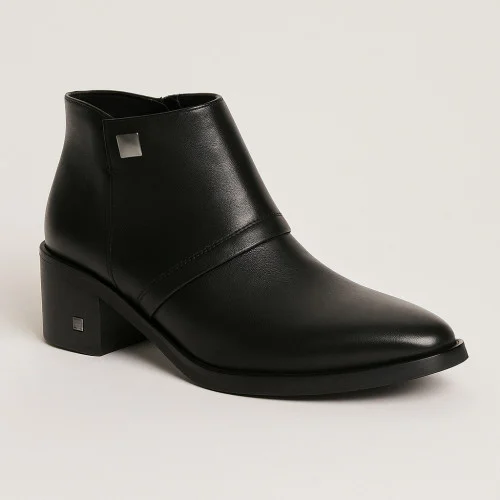 Women's black demi-seasonal boots NESSI 19631-czarny-32 4598 kl classic on a small heel with a discount in genuine leather from the Polish brand