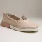 Women's beige slip-on shoes Pollonus 5-1143-007 4688 made of genuine leather without laces from a Polish factory