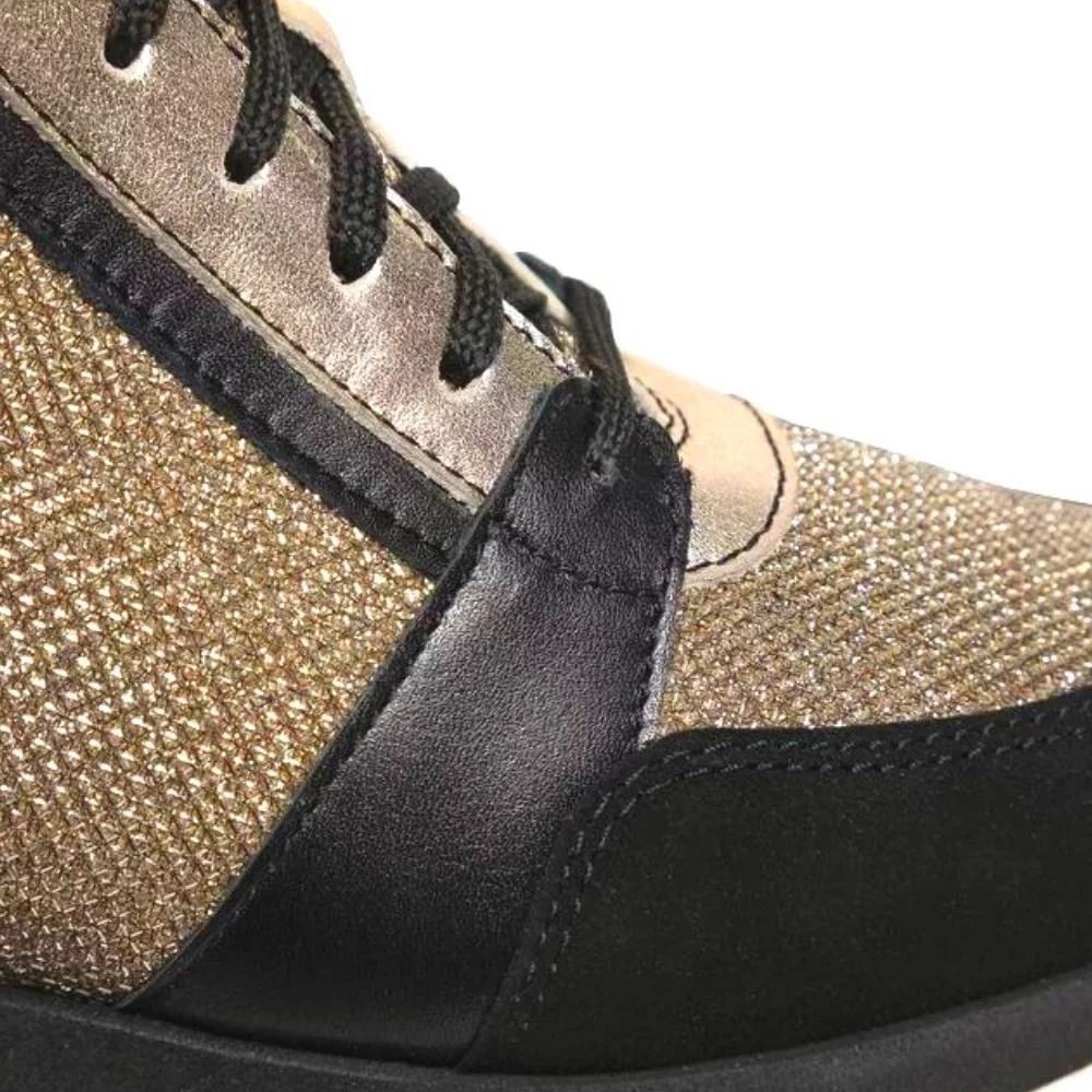 Кросівки жіночі чорні з золотом SIMEN 2808A модель 4723