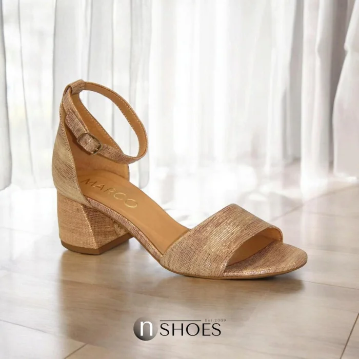 Women’s Beige Leather Heeled Sandals Marco model 4728