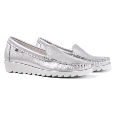 Women's gray moccasins Nessi Poland 20688-srebro-ct 4765