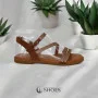 Buy women’s brown leather sandals Fereski 1037-506-fox-s07 with low heel
