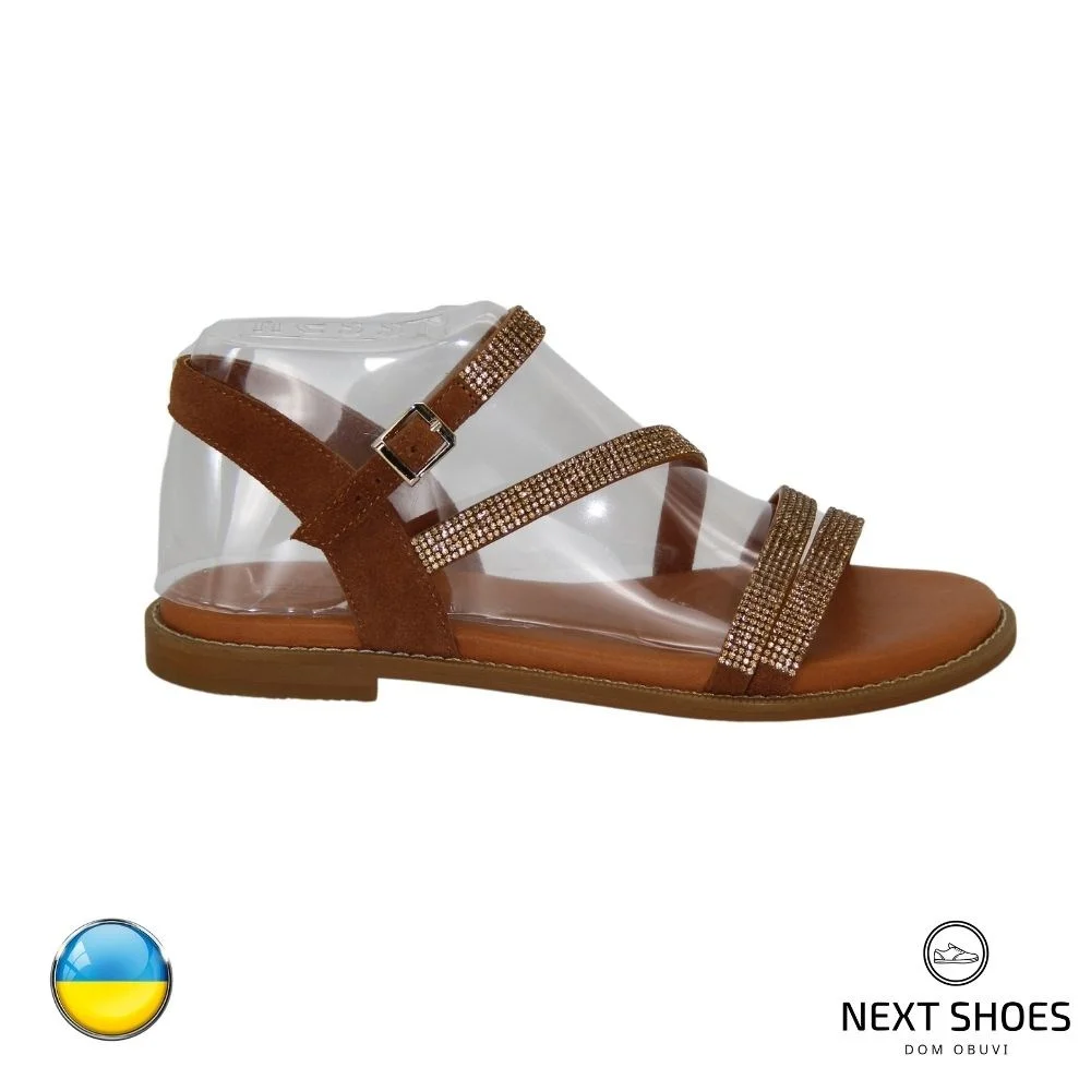 Buy women’s brown leather sandals Fereski 1037-506-fox-s07 with low heel