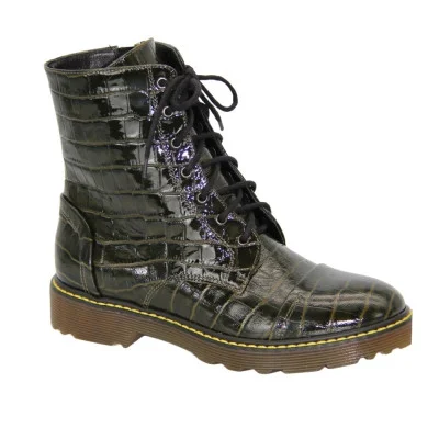Women's stylish demi-season boots Visconi 2733 4853 made of patent genuine leather with reptile embossing size 36 with a discount from a Polish factory