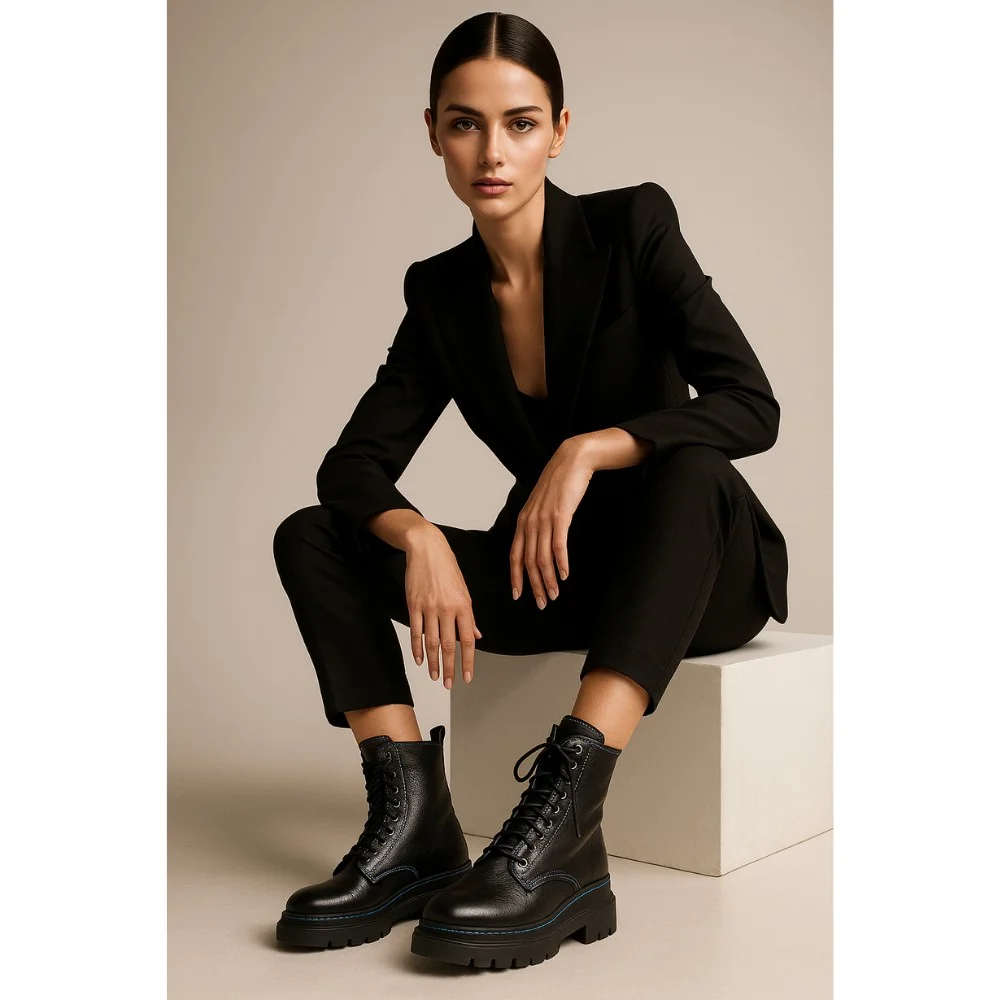 Женские черные зимние ботинки Visconi 2700964-343 из натуральной кожи