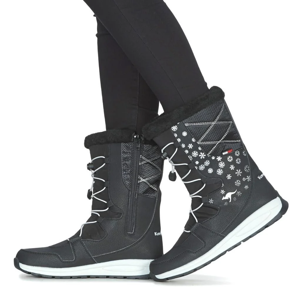 Women’s Black Winter Boots KangaRoos K-Glaze Rtx 18405-000-5002 Jet Black-Silver