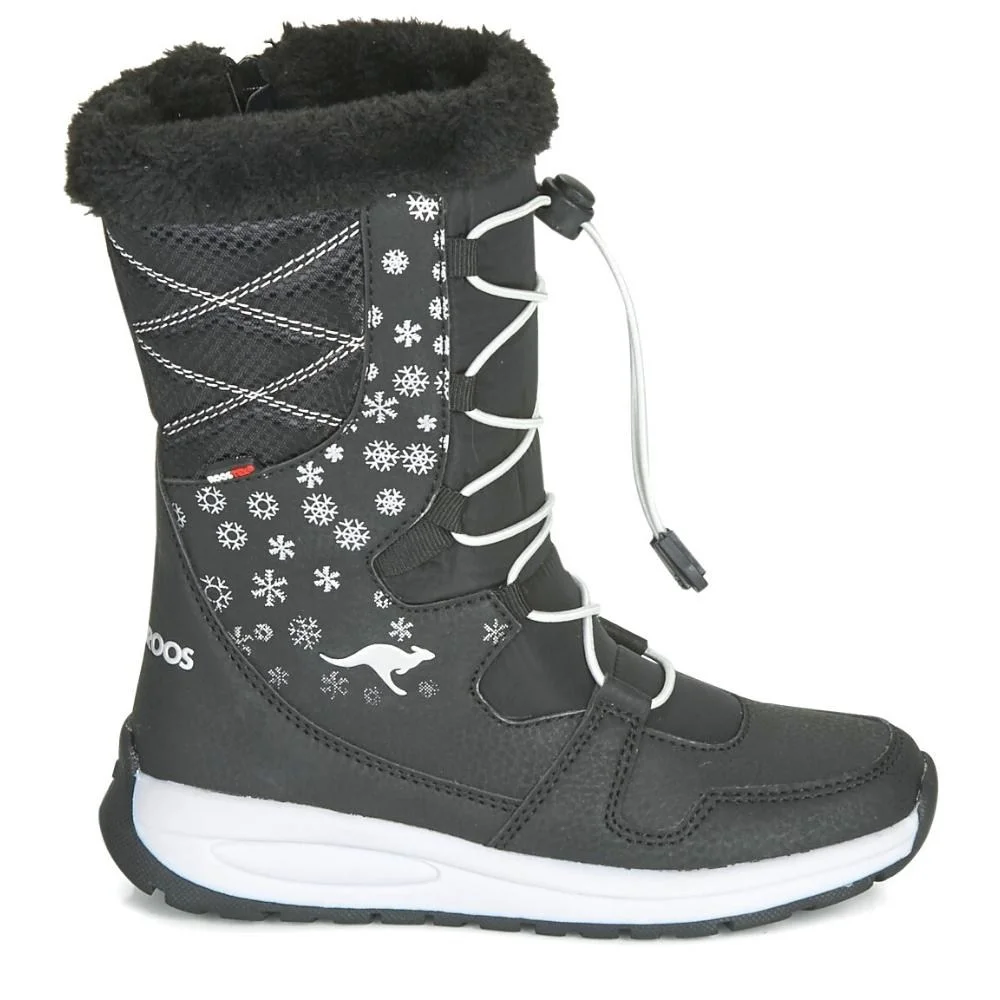 Women’s Black Winter Boots KangaRoos K-Glaze Rtx 18405-000-5002 Jet Black-Silver