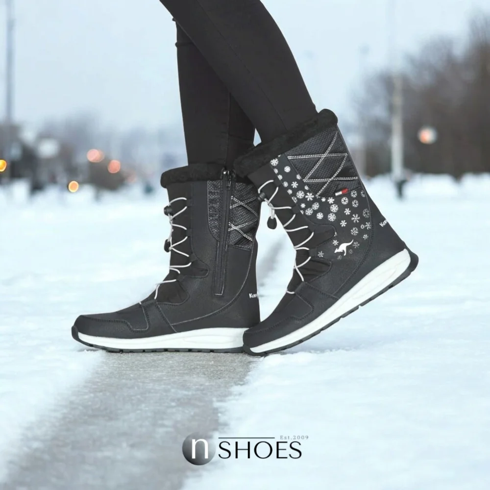 Women’s Black Winter Boots KangaRoos K-Glaze Rtx 18405-000-5002 Jet Black-Silver