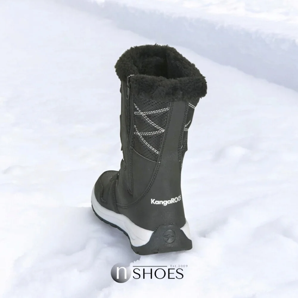 Women’s Black Winter Boots KangaRoos K-Glaze Rtx 18405-000-5002 Jet Black-Silver