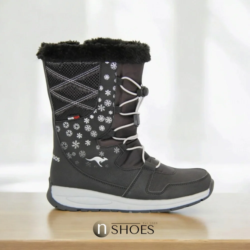 Women’s Black Winter Boots KangaRoos K-Glaze Rtx 18405-000-5002 Jet Black-Silver