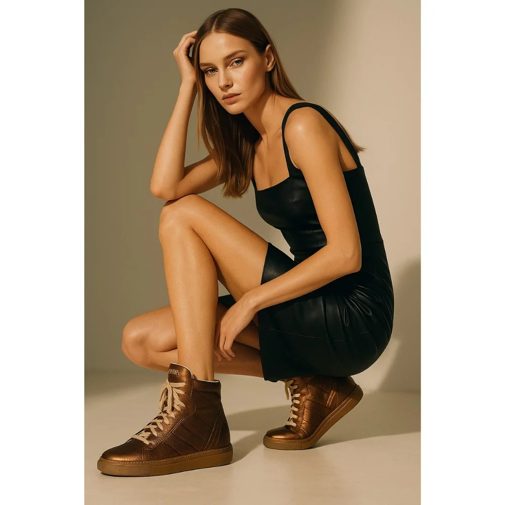 Женские золотистые кожаные ботинки Badura 2740-0000-1 0233