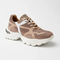 Women's bright pink leather sneakers Lottini 41-4775-925-879-02-1012 4930 made of genuine leather with rhinestones from a Turkish factory