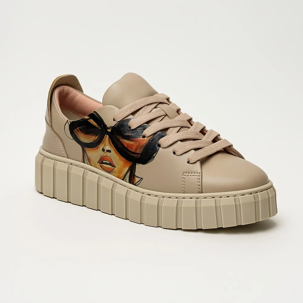 Women's beige sneakers Evromoda (Turkey) model 5100