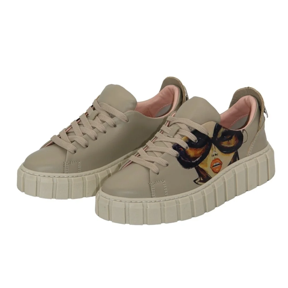Women's beige sneakers Evromoda (Turkey) model 5100