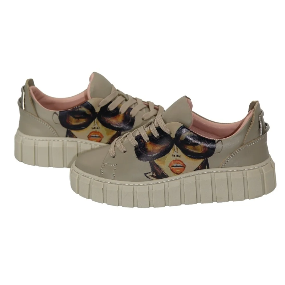 Women's beige sneakers Evromoda (Turkey) model 5100