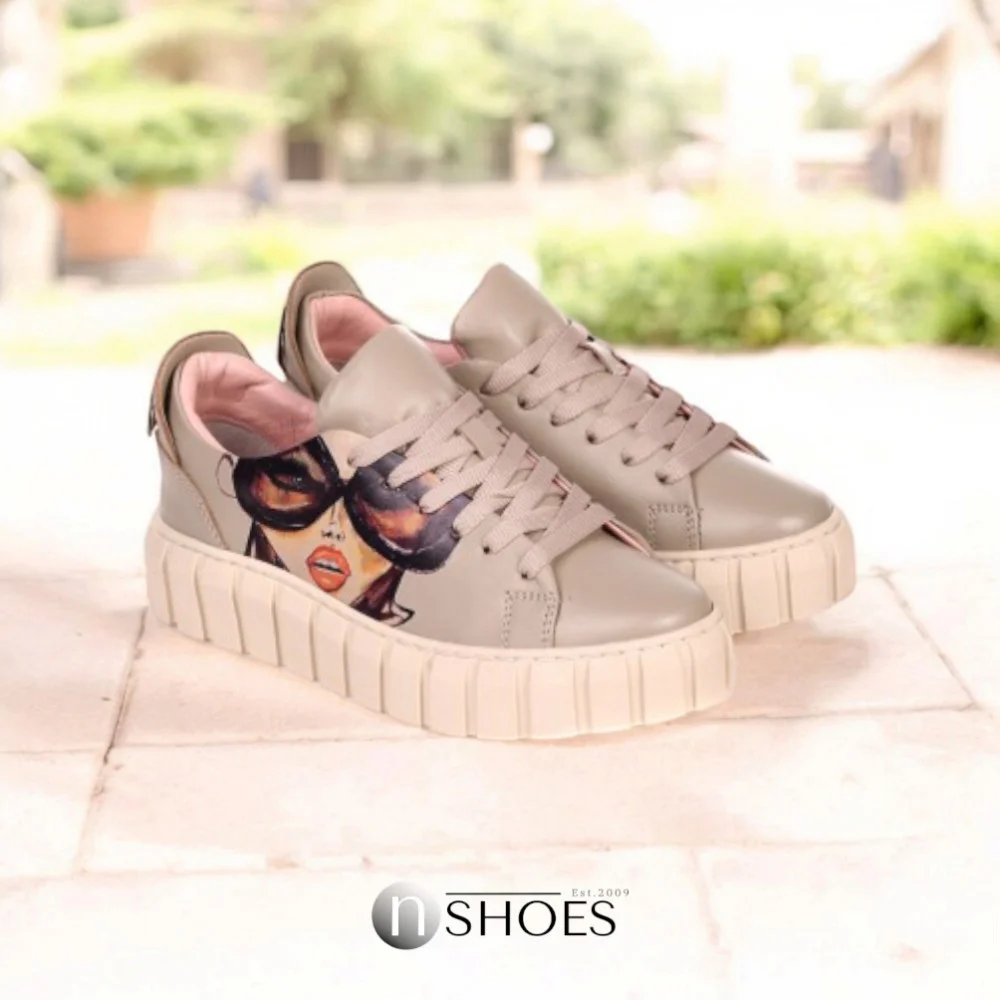 Women's beige sneakers Evromoda (Turkey) model 5100