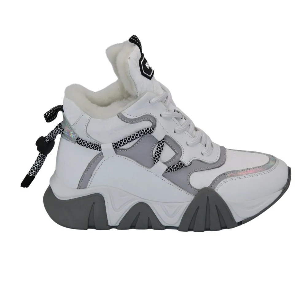 Women's white sneakers with winter Evromoda (Turkey) model 5103