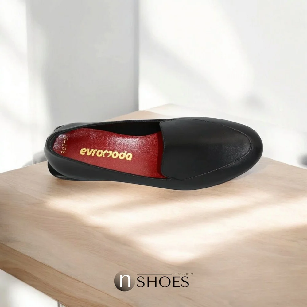 Women's black shoes loafers Evromoda (Turkey) model 5104