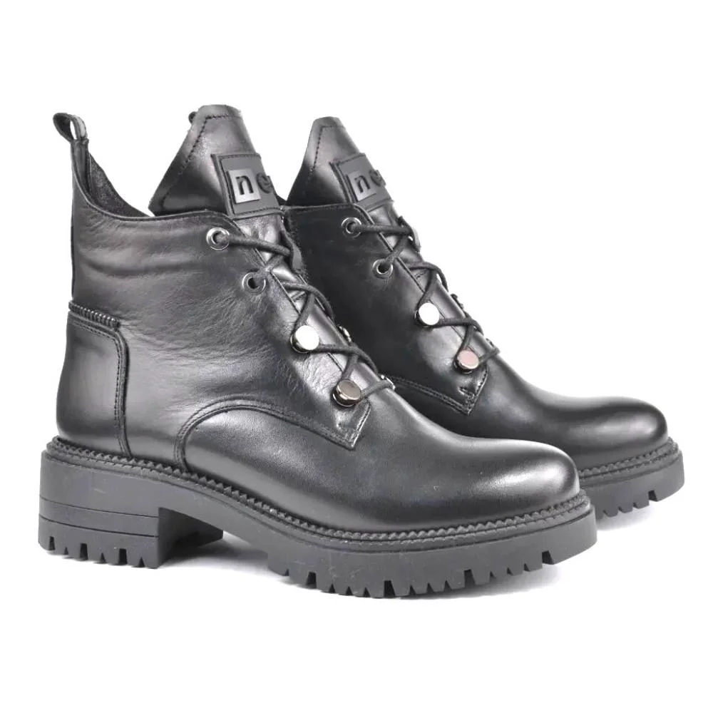 Чорні черевики на низькому ходу Nessi (Польща) Натуральна шкіра, арт 20748-czarni1 модель 5113 Жіночі черевики Nessi Польща 20748 czarny