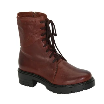 Women's fashionable brown demi-season boots Solo Femme 10505-02-m46-000-52-00 5145 made of genuine leather with a discount from a Polish factory