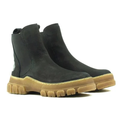 Fashionable women's black Chelsea boots Solo Femme Poland 65501-02-h92-c26-02-00 5157 made of genuine leather from a Polish factory