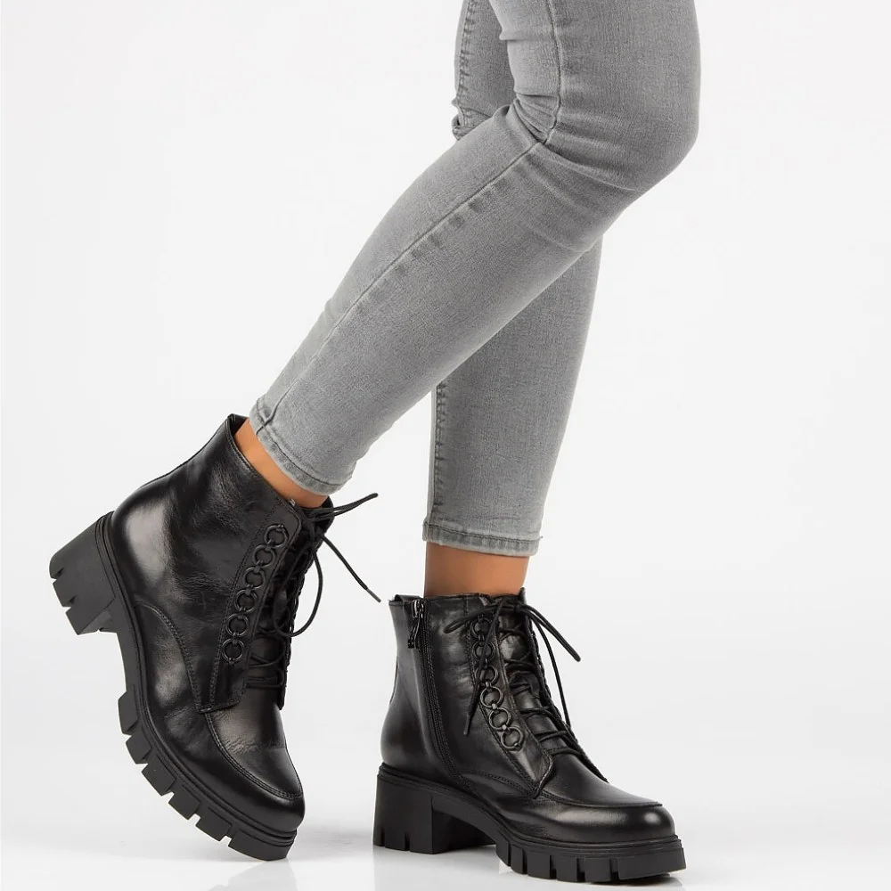 Жіночі модні чорні черевики Simen 4477a-faeda czarna модель 5388-5191