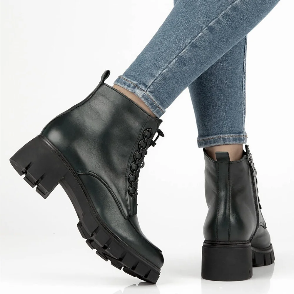 Жіночі модні чорні черевики Simen 4477a-faeda czarna модель 5388-5191