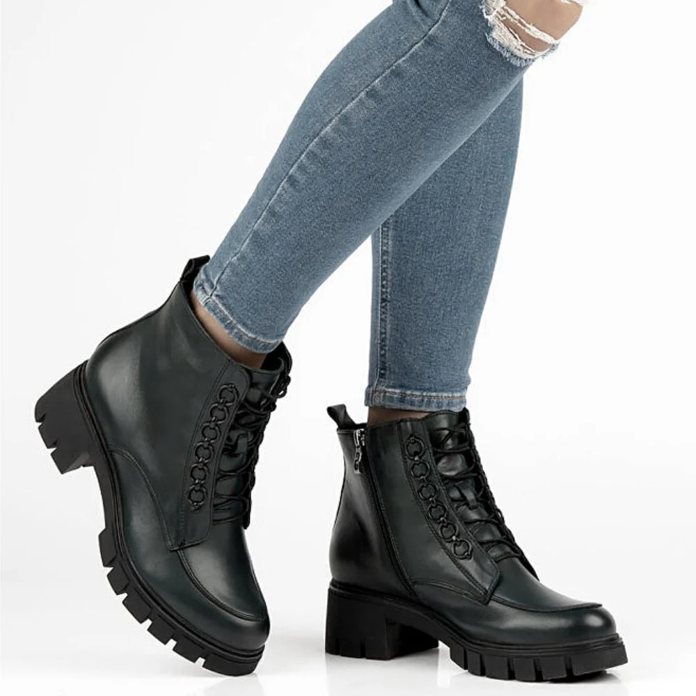 Жіночі модні чорні черевики Simen 4477a-faeda czarna модель 5388-5191