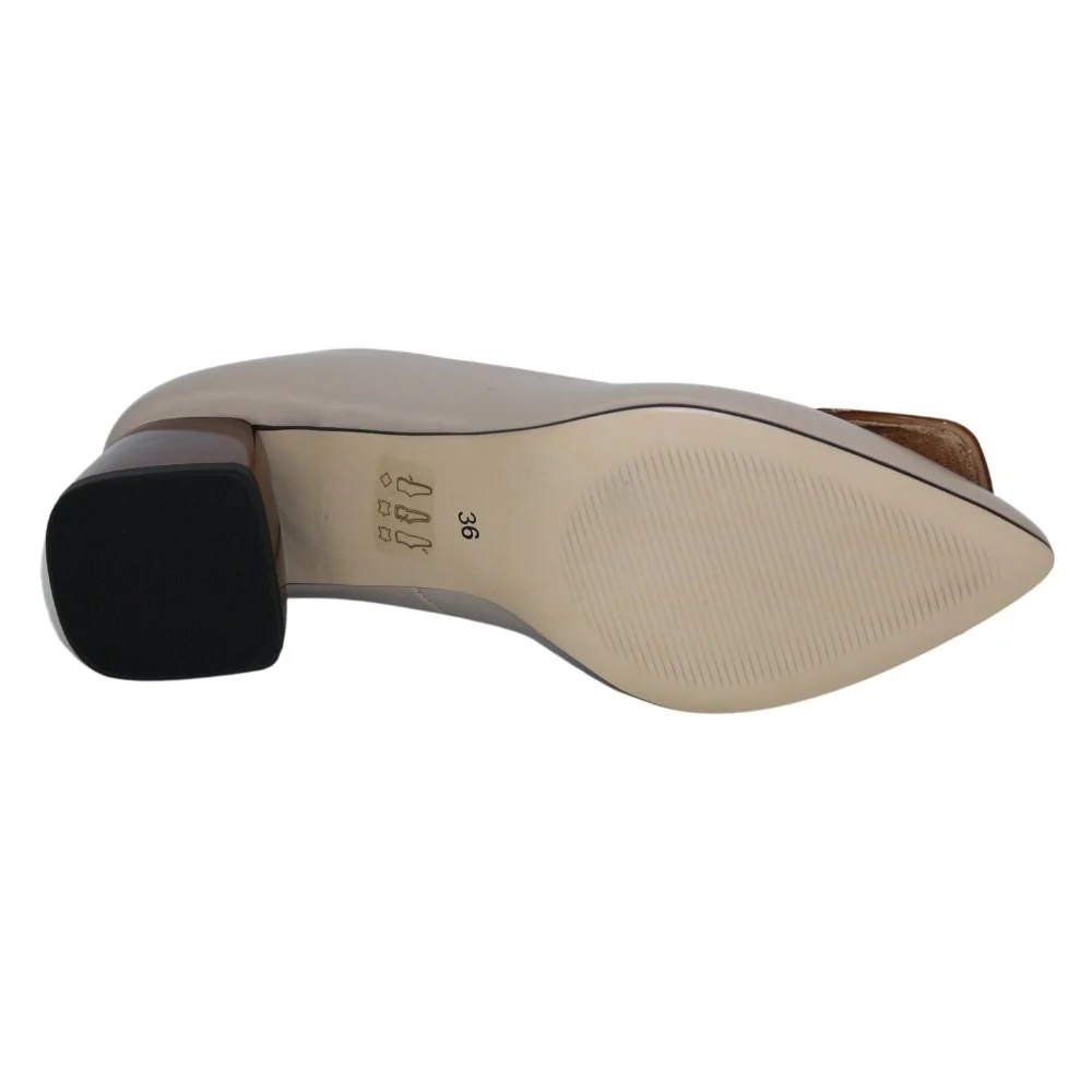 Women's beige mid-heeled pumps Kaniowski (Poland) model 5192