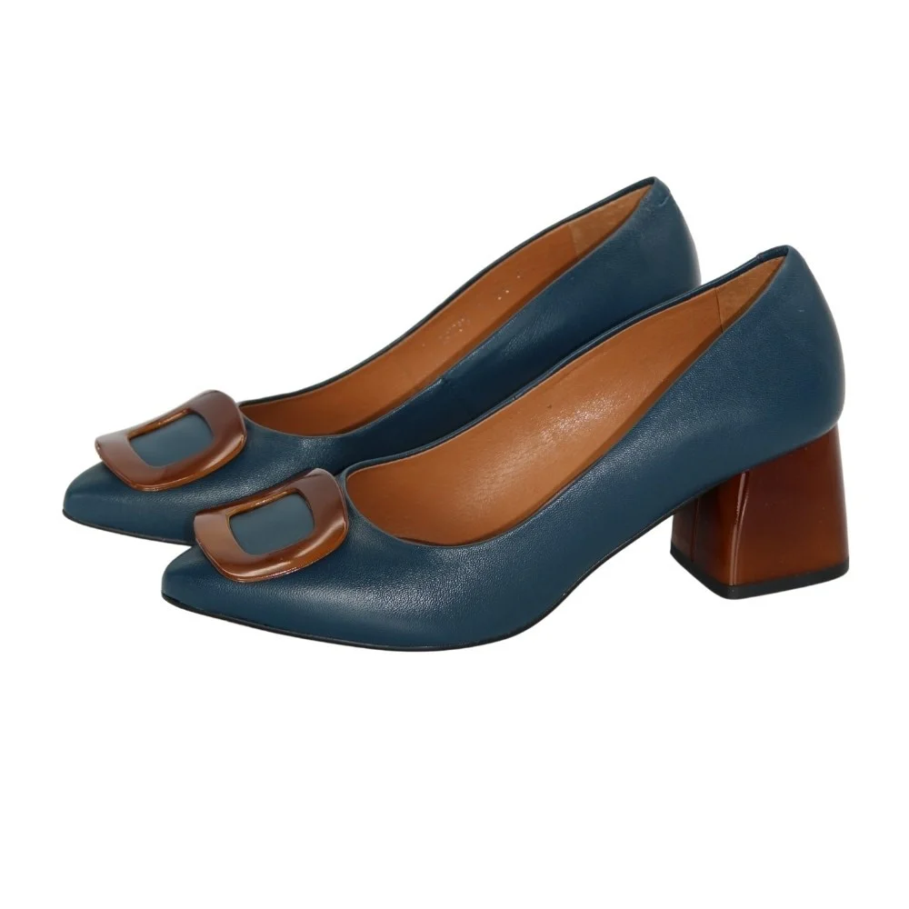 Жіночі сині туфлі-човники Kaniowski (Польща) модель 5193