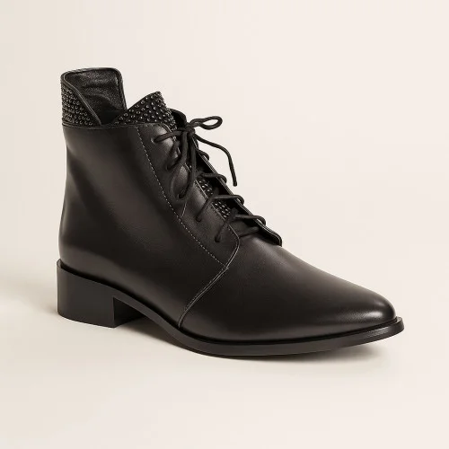 Women's black demi-season ankle boots Bellum b1421/filc 5195 made of genuine leather size 36 and 39 with a discount from a Polish factory