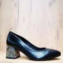 Women's black pumps with medium heels Kaniowski (Poland) model 5198